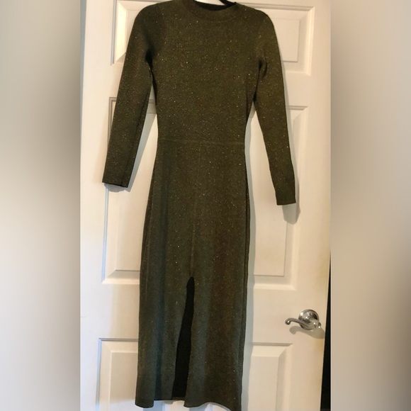 Sandro dark green dress with glittery thread Sz 4 - Picture 2 of 4